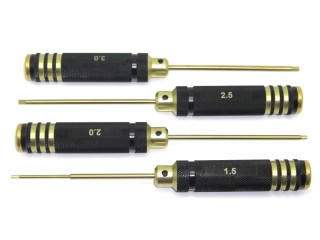 4 teiliges Werkzeug Set Innensechskant 1,5 2,0 2,5 3,0 mm Alu schwarz gold 