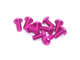 10x Aluschraube ISO7380 Linsenkopf 6061-T6 M3x6 pink